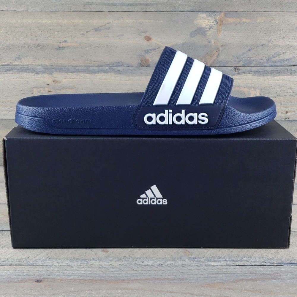 adidas Adilette Cloudfoam Shower Casual Slides Navy White
